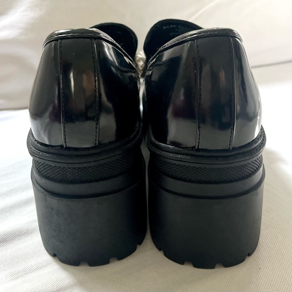 ASOS DESIGN Women's 8 Simone Chunky Mid Heeled Loafer In Black With Daisies - Picture 6 of 9